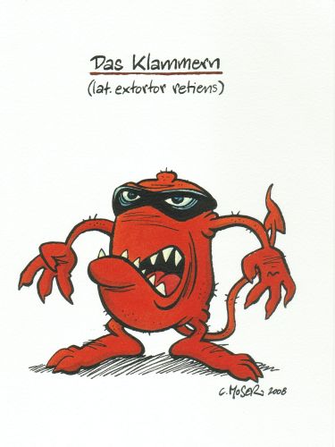 Monster des Alltags: "Das Klammern" Tusche/Aquarell