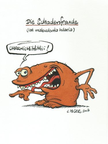 Monster des Alltags: "Die Schadenfreude" Tusche/Aquarell