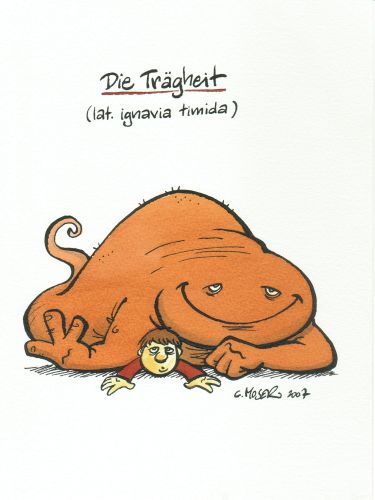 Monster des Alltags: "Die Trägheit" Tusche/Aquarell