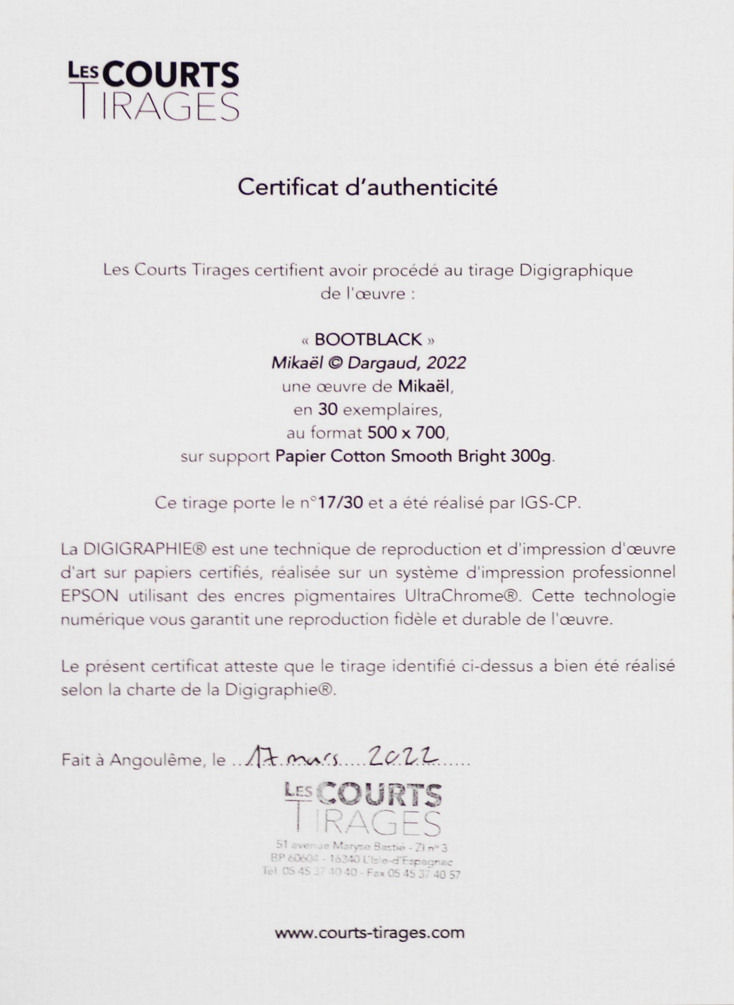 Mikaël: Bootblack Digigraphie