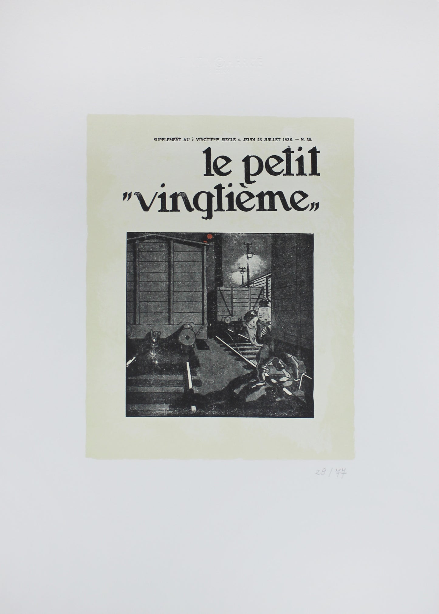 Tim und Struppi Siebdruck Lotus bleu - Train