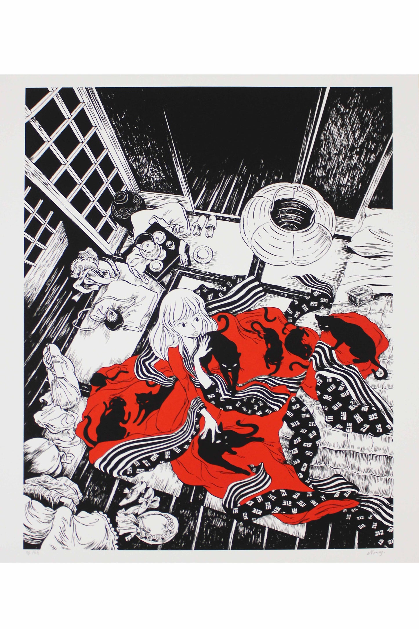 Nancy Pena: Le Chat du Kimono Serigraphie