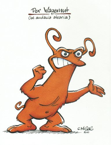 Monster des Alltags: "Der Wagemut I" Tusche/Aquarell