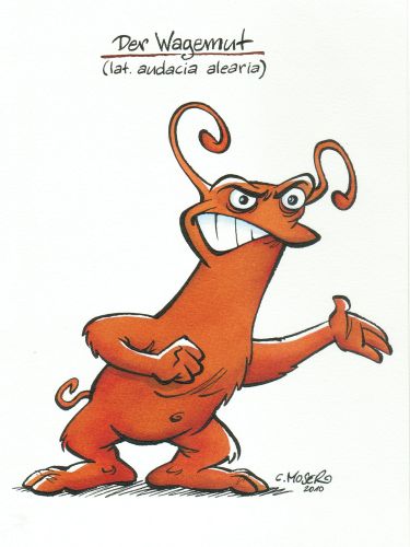 Monster des Alltags: "Der Wagemut II" Tusche/Aquarell