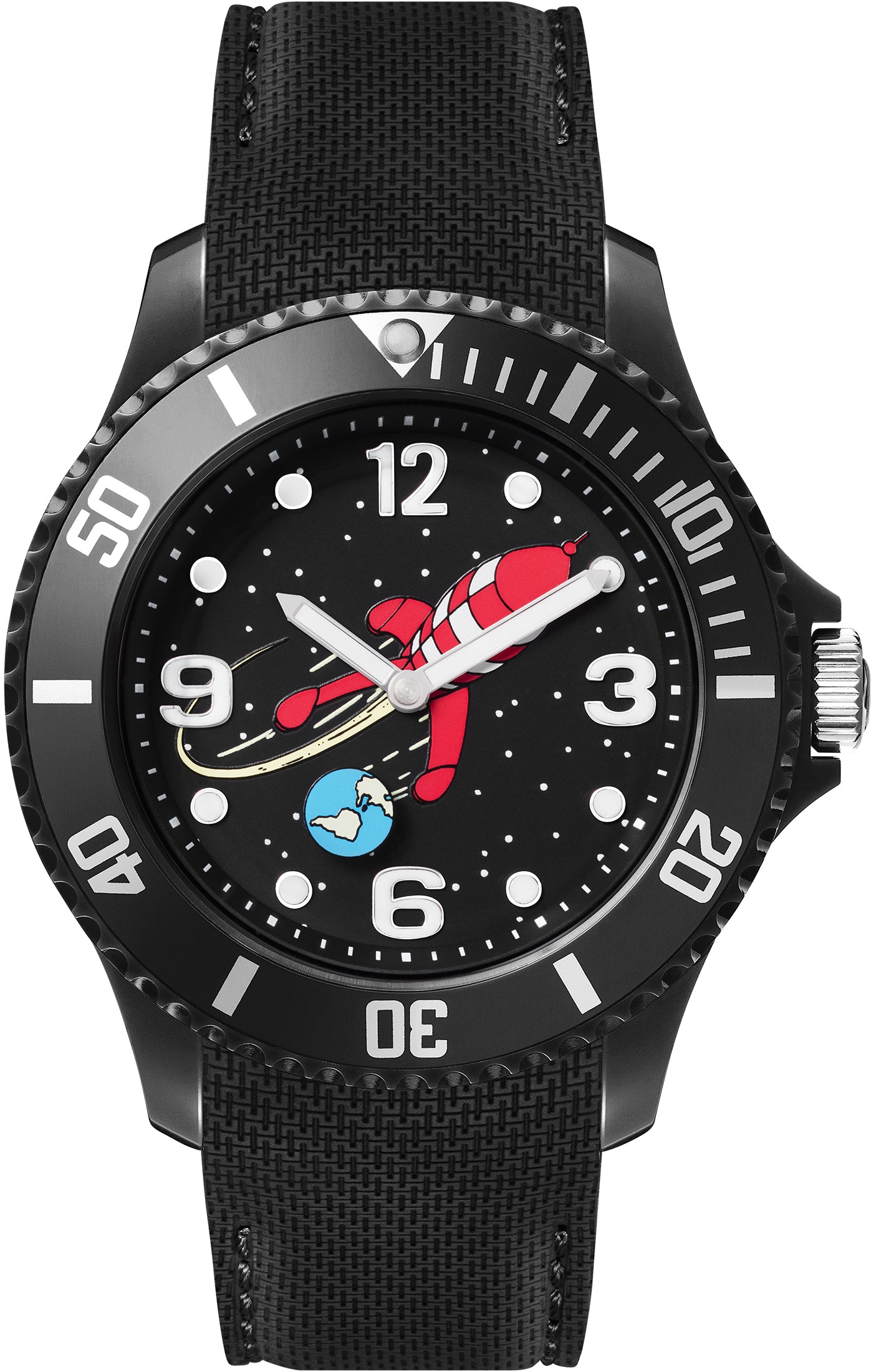 Tim und Struppi Armbanduhr Rakete Schwarz L