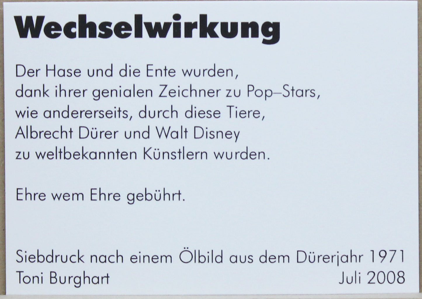 Albrecht Duck Siebdruck Wechselwirkung