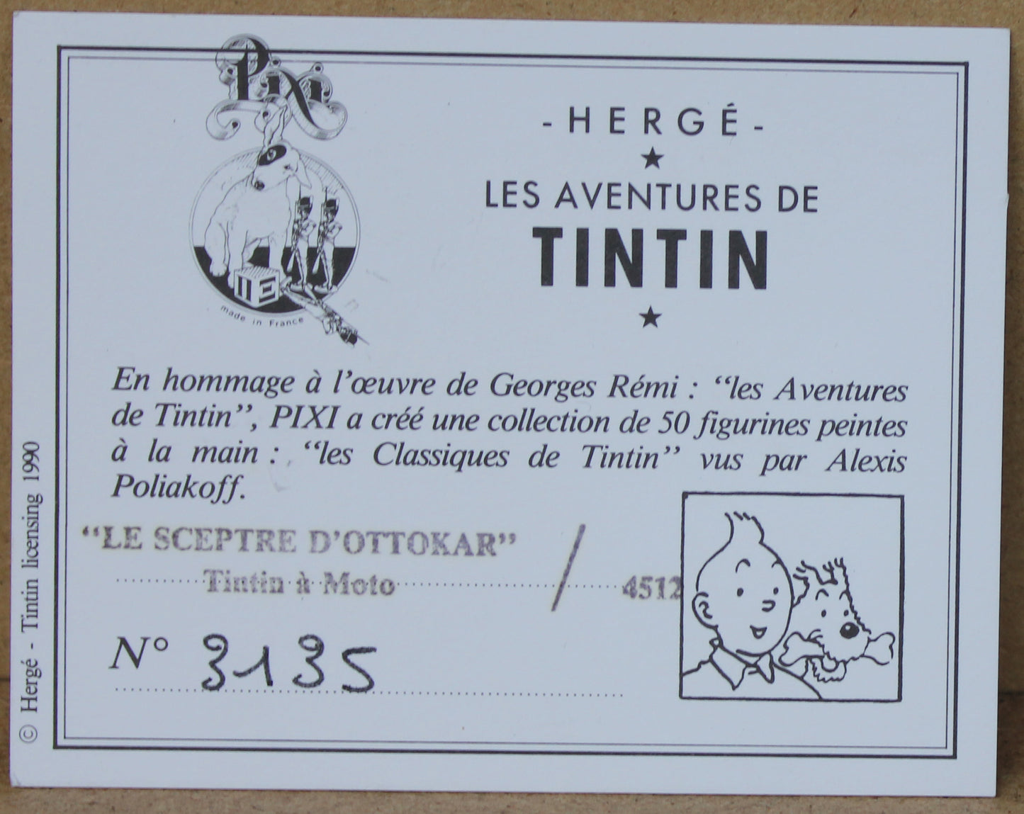 Le Sceptre D'Ottokar, Tintin à Moto