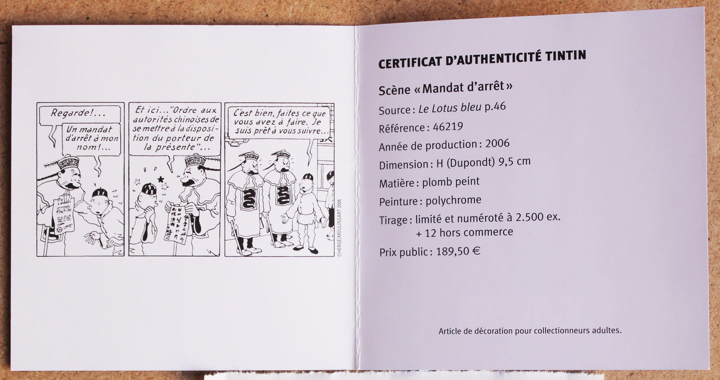 Scène du mandat d'arrêt