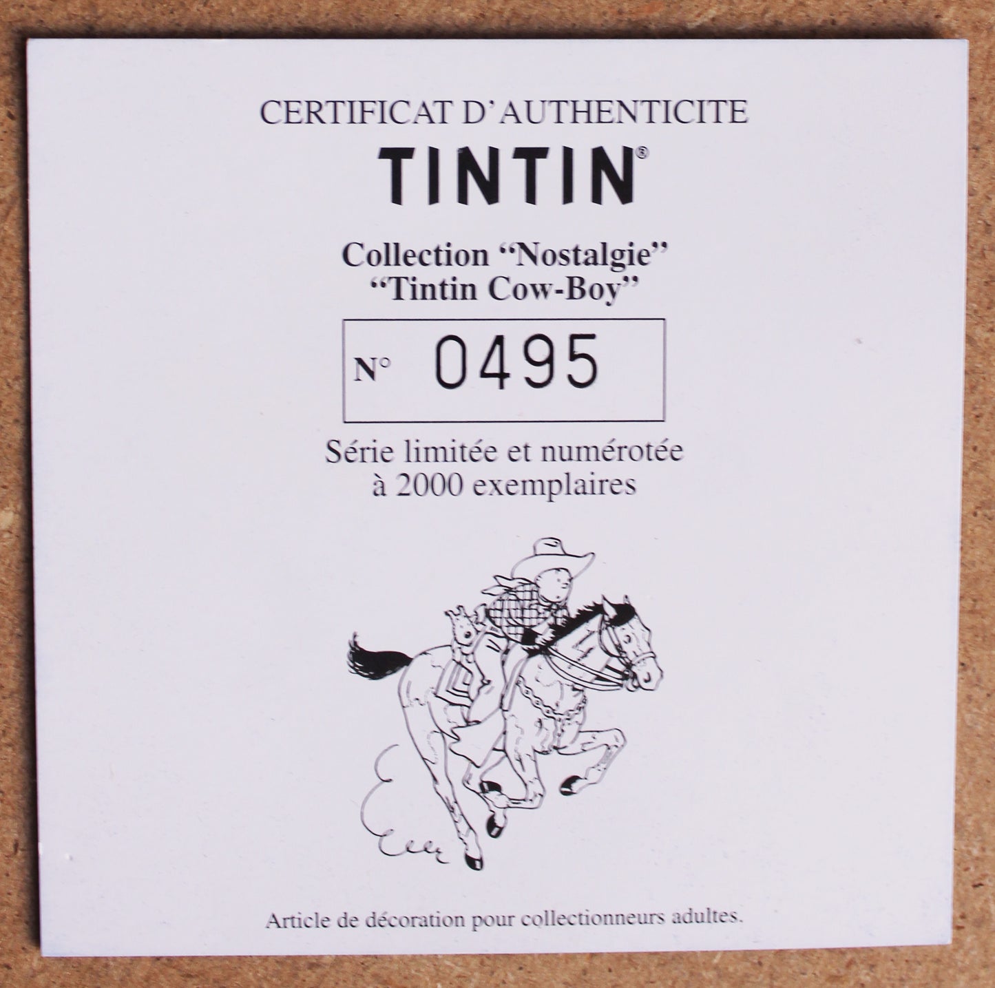 Tintin Nostalgie le cowboy à cheval