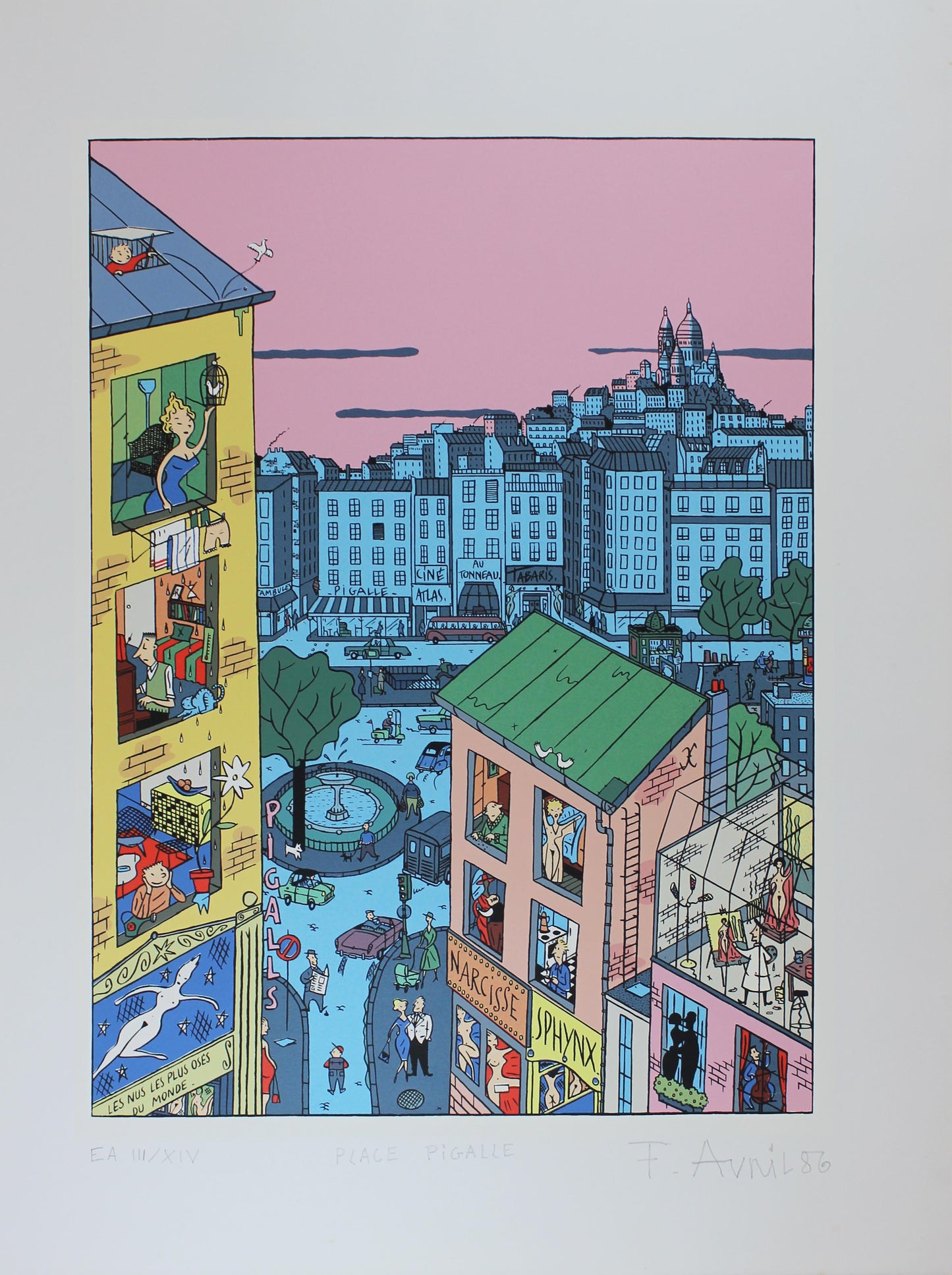 Place Pigalle - Siebdruck von Francois Avril