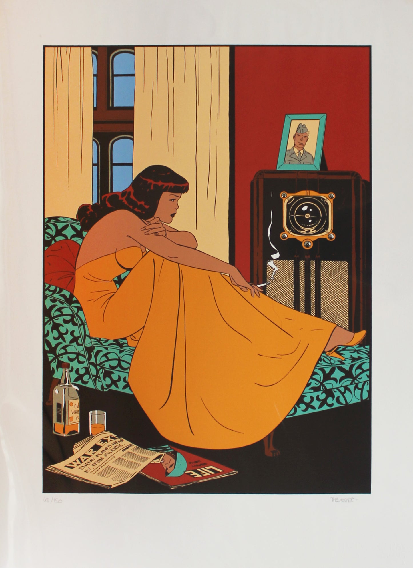 Pin-Up L'attente - Siebdruck von Philippe Berthet