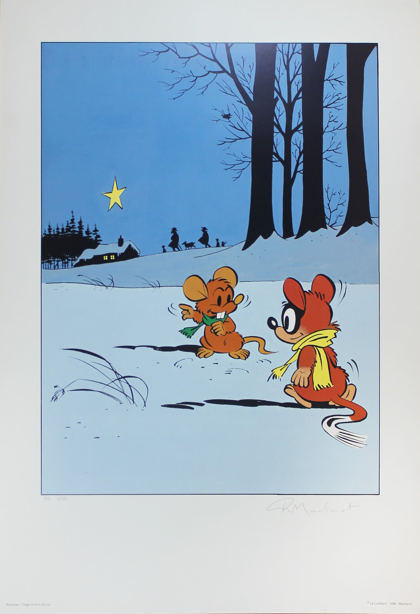 Raymond Macherot: Anatol - Weihnachtsstern - Kunstdruck s/n