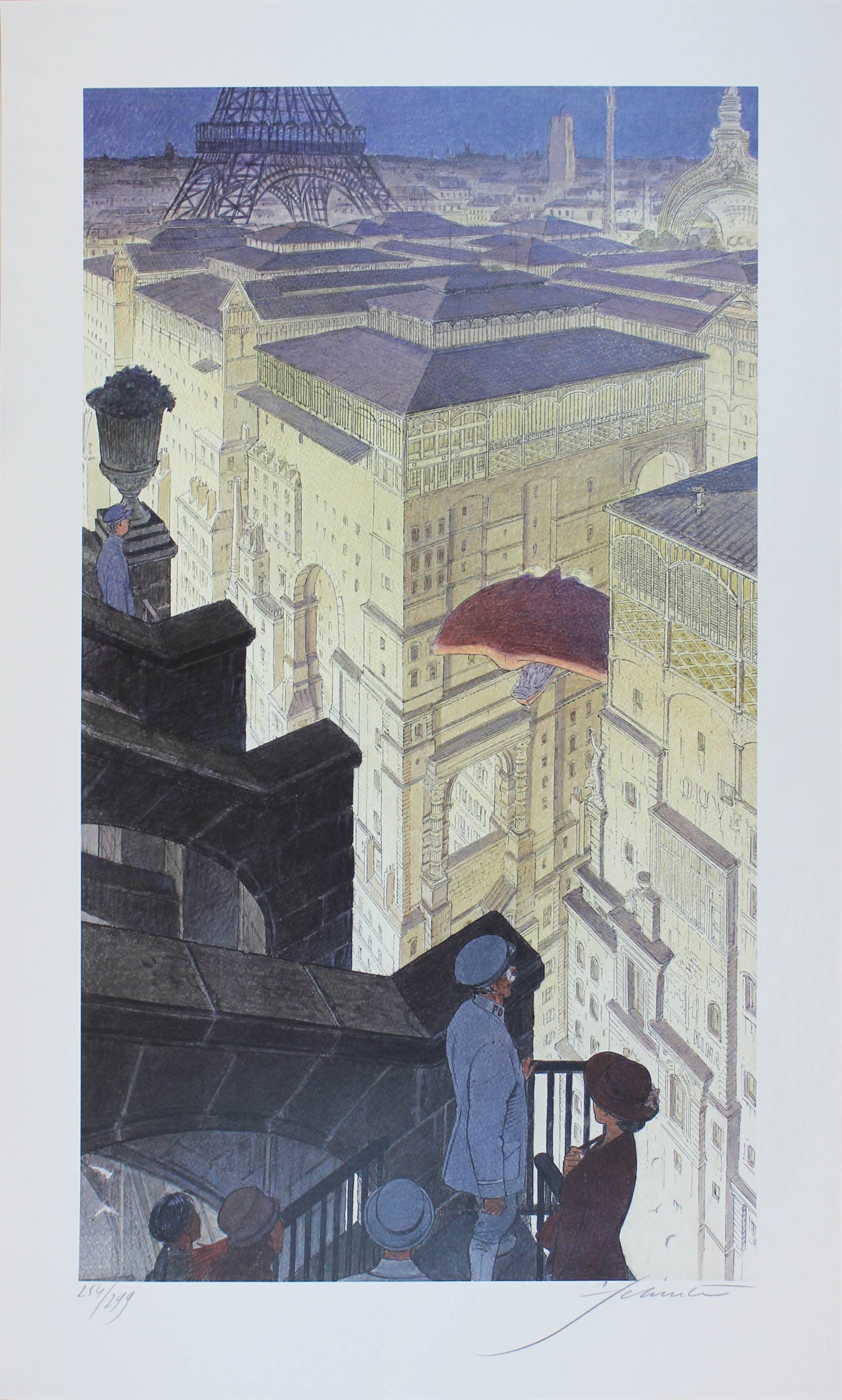 Schuiten: Paris, Les Halles a Nuit - Offsetdruck signiert