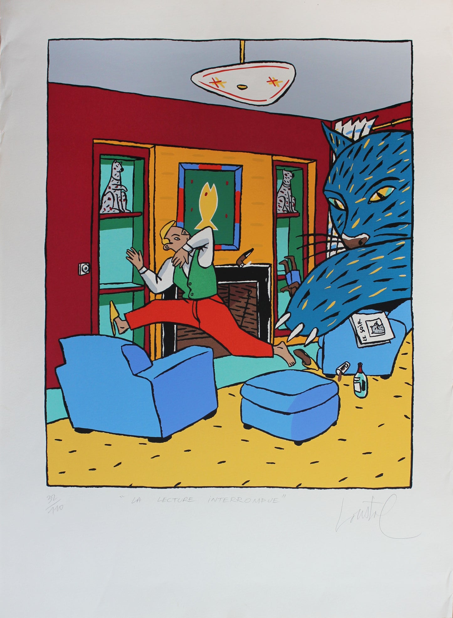 La Lecture Interrompue - Siebdruck von Jacques Loustal