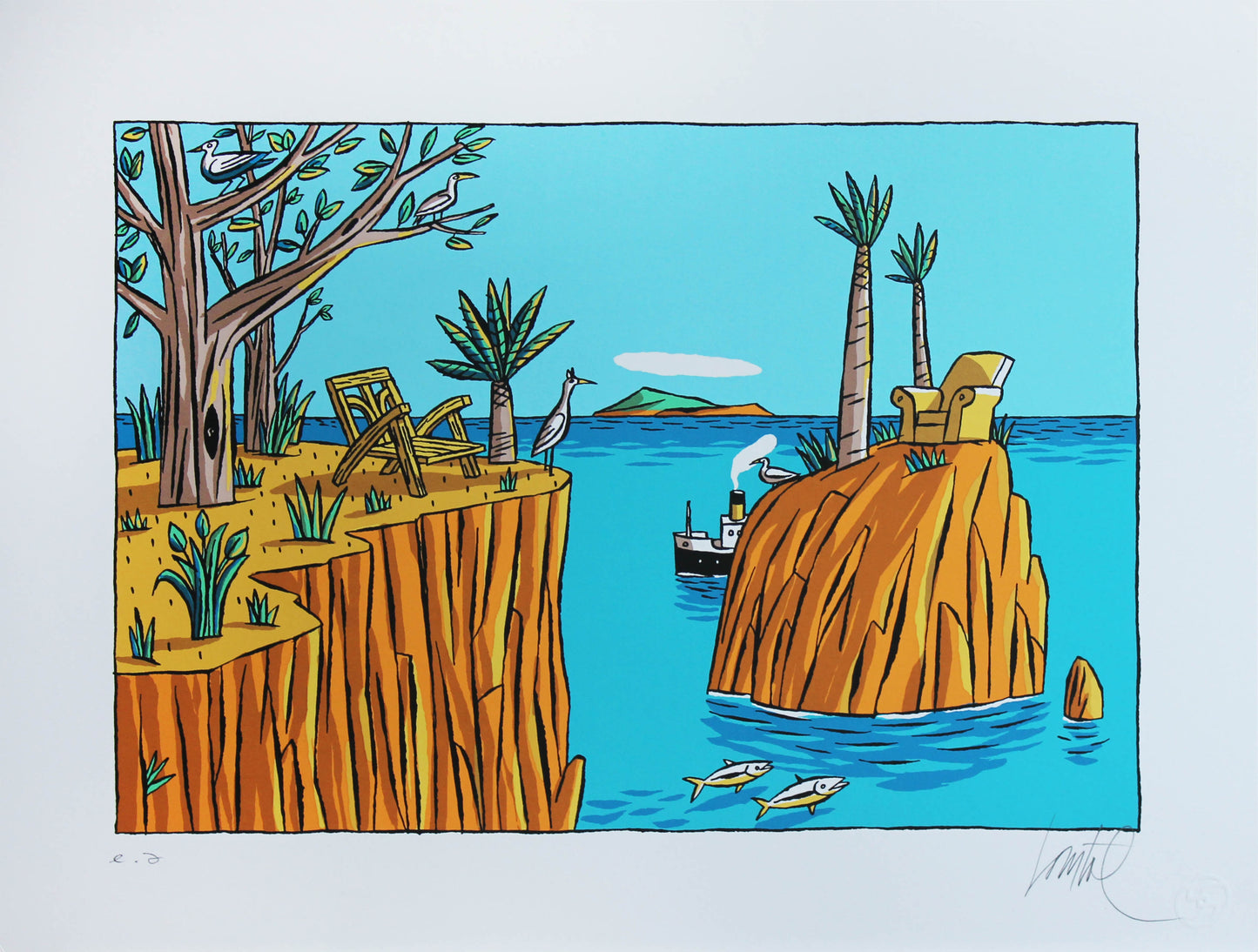 Iles aux Fauteuils - Siebdruck von Jacques Loustal