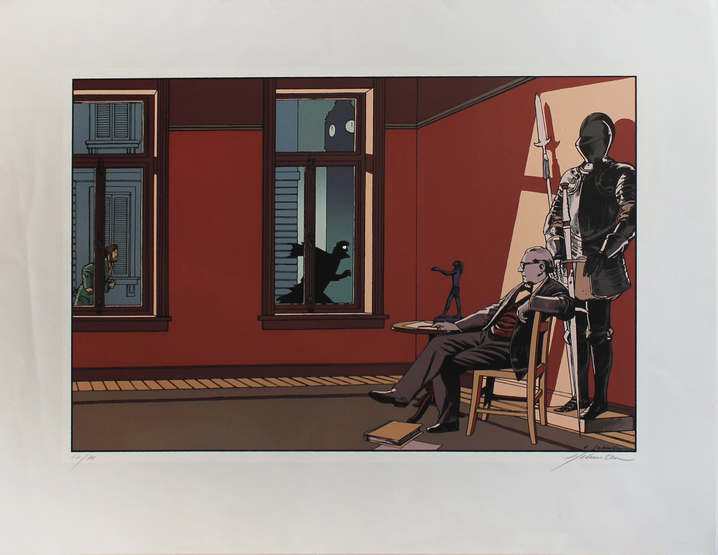 Das gelbe M - Hommage an Jacobs - Siebdruck von Francois Schuiten