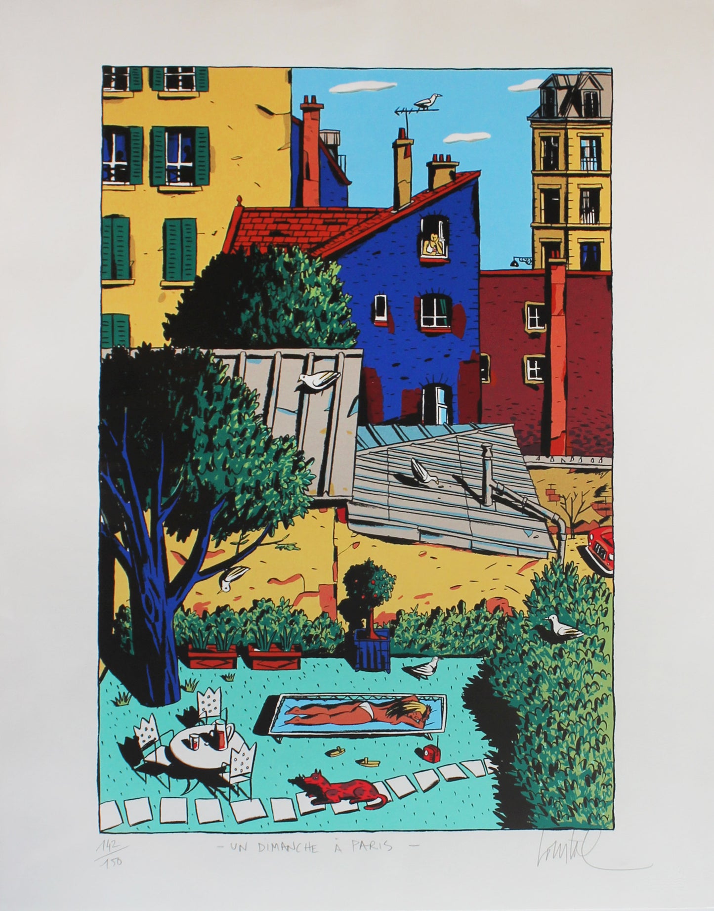 Un Dimanche a Paris - Siebdruck von Jacques Loustal