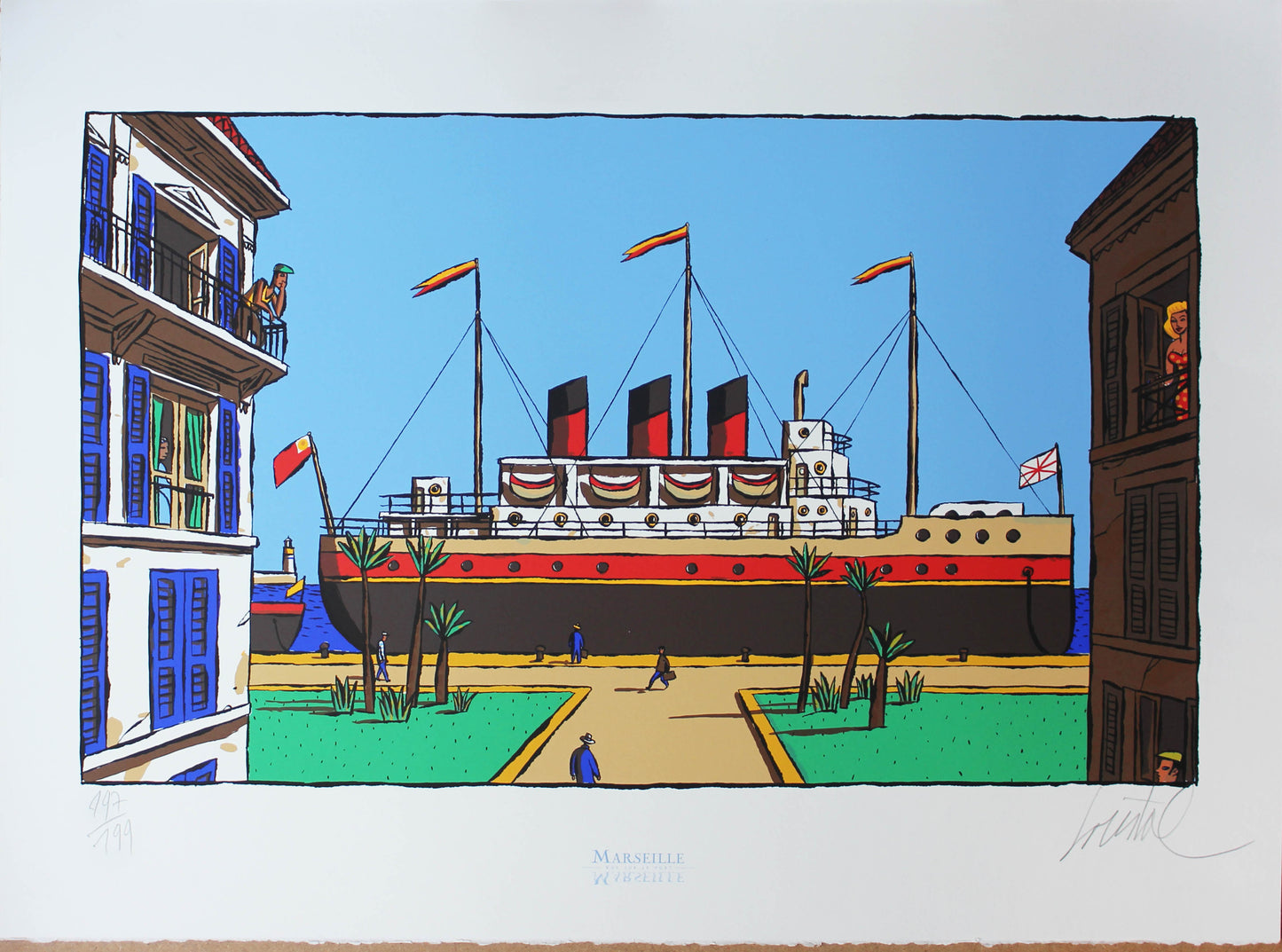 Marseille le Port - Siebdruck von Jacques Loustal