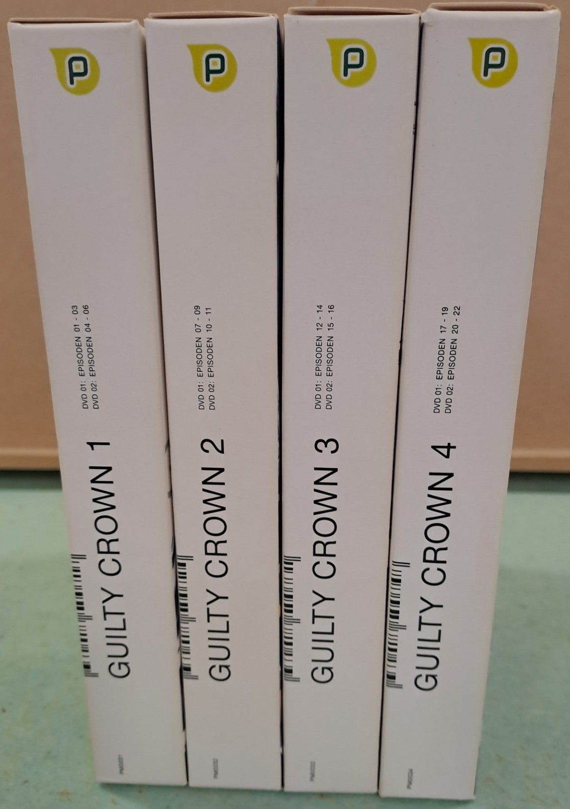 Guilty Crown 1-4 komplett auf 8 DVDs in 4 Schubern