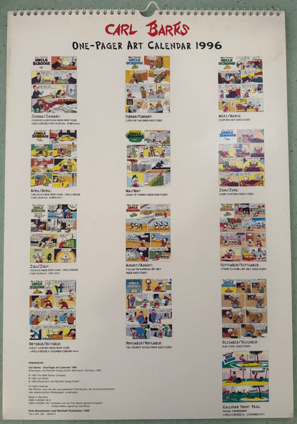 Carl Barks One-Pager Art Calendar 1996 signiert