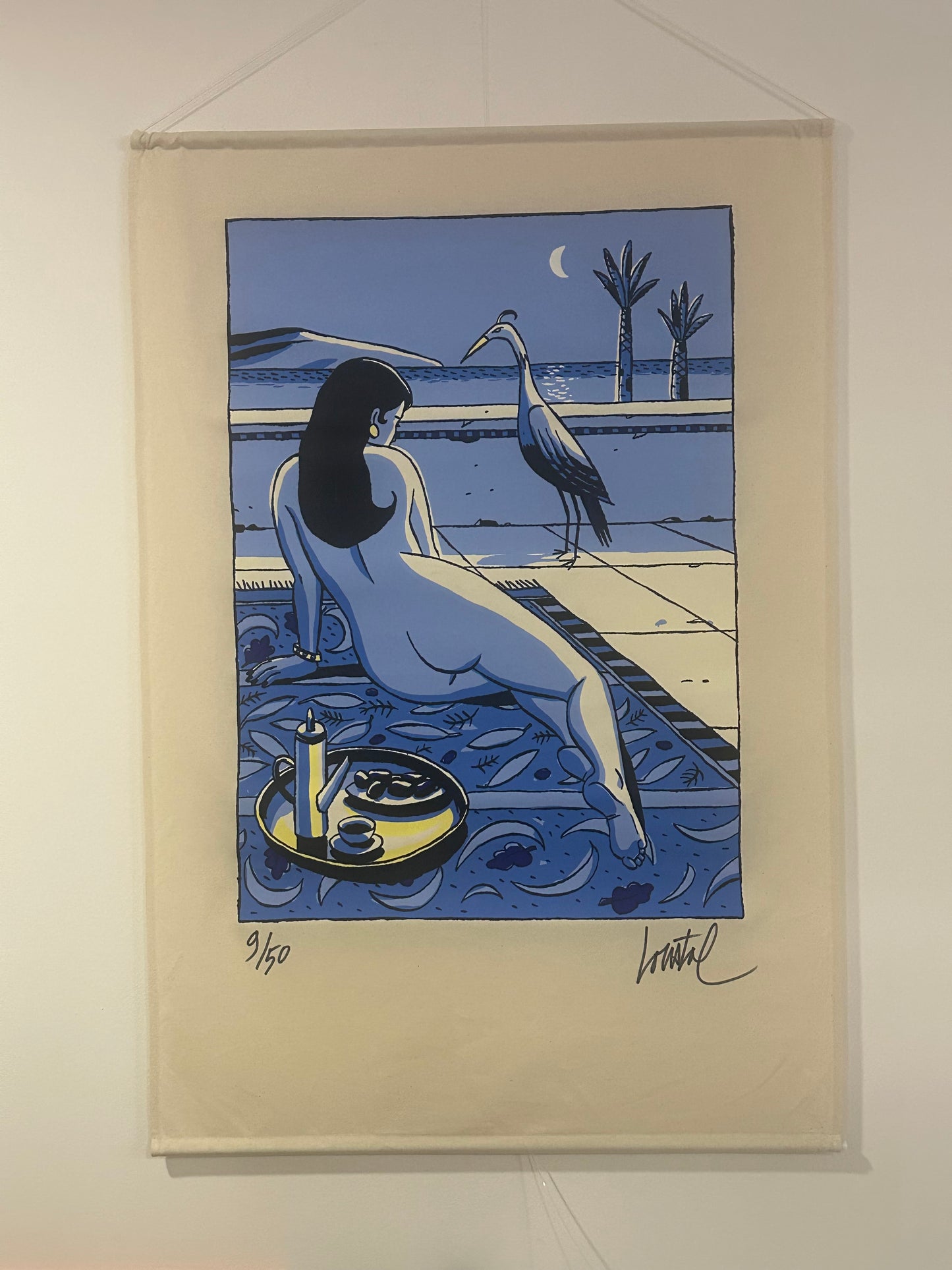 L'Odalisque - Textilsiebdruck von Jacques Loustal