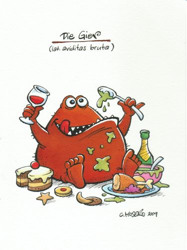 Monster des Alltags: "Die Gier" Tusche/Aquarell