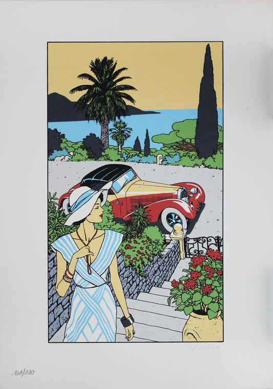 Vittorio Giardino - Pin-Up mit Auto Serigraphie signiert und nummeriert