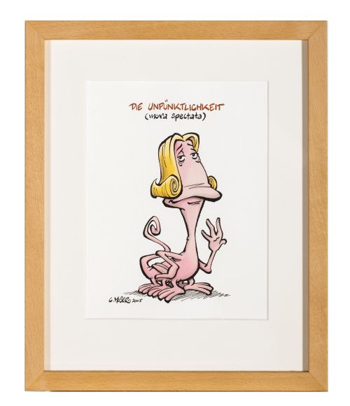 Monster des Alltags: "Die Unpünktlichkeit" Tusche/Aquarell