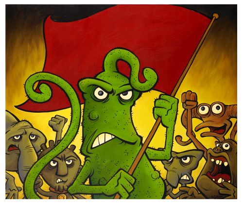 Monster des Alltags:  "Das schlechte Gewissen & Der Widerstand" Acryl auf Leinwand