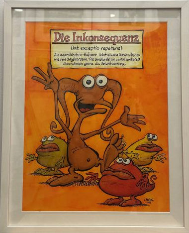 Monster des Alltags: "Die Inkonsequenz in Monstergruppe" Tusche/Aquarell