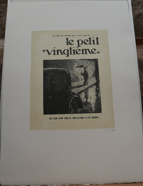 Tim und Struppi Siebdruck Tim Petit XXE sous la pluie