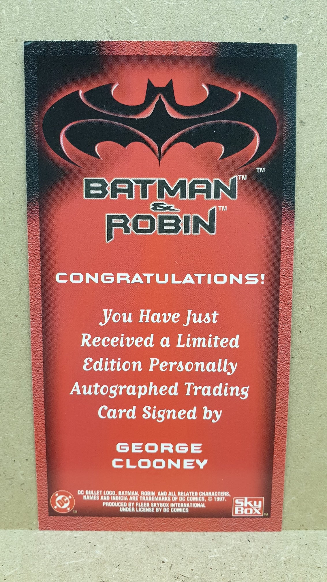 Autographed Trading Card: Batman/George Clooney