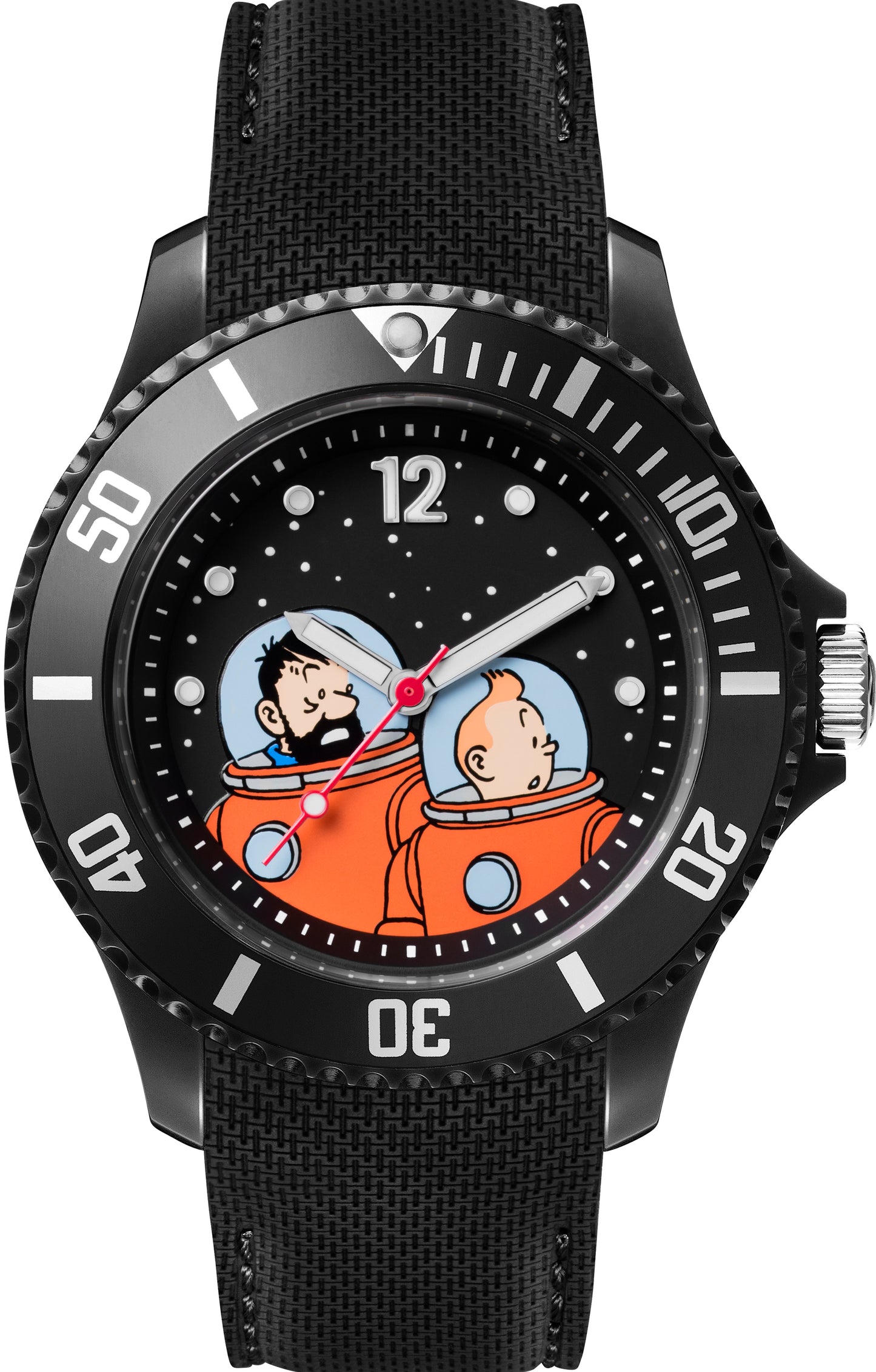 Tim und Struppi Armbanduhr Tim & Haddock Astronaut schwarz M