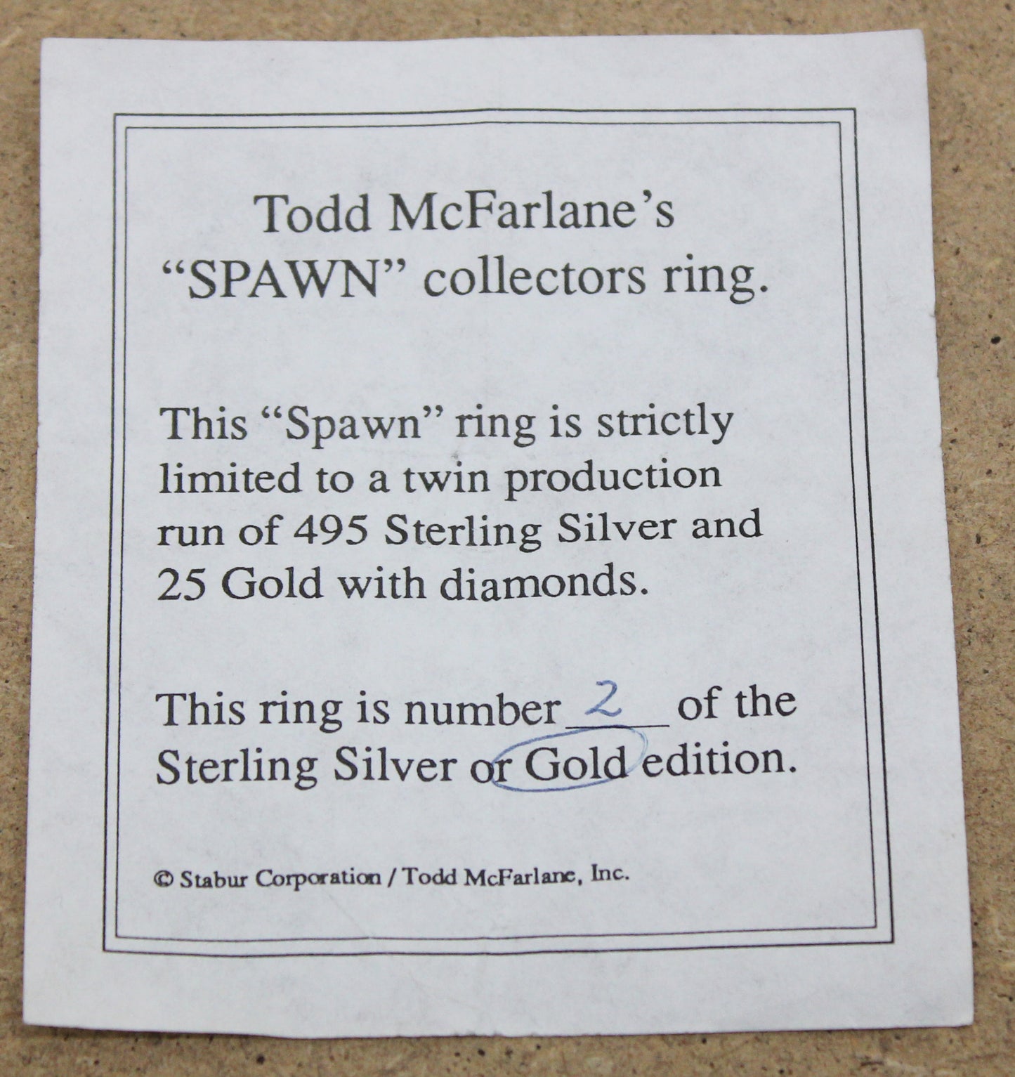 Todd McFarlane's SPAWN Collectors Ring