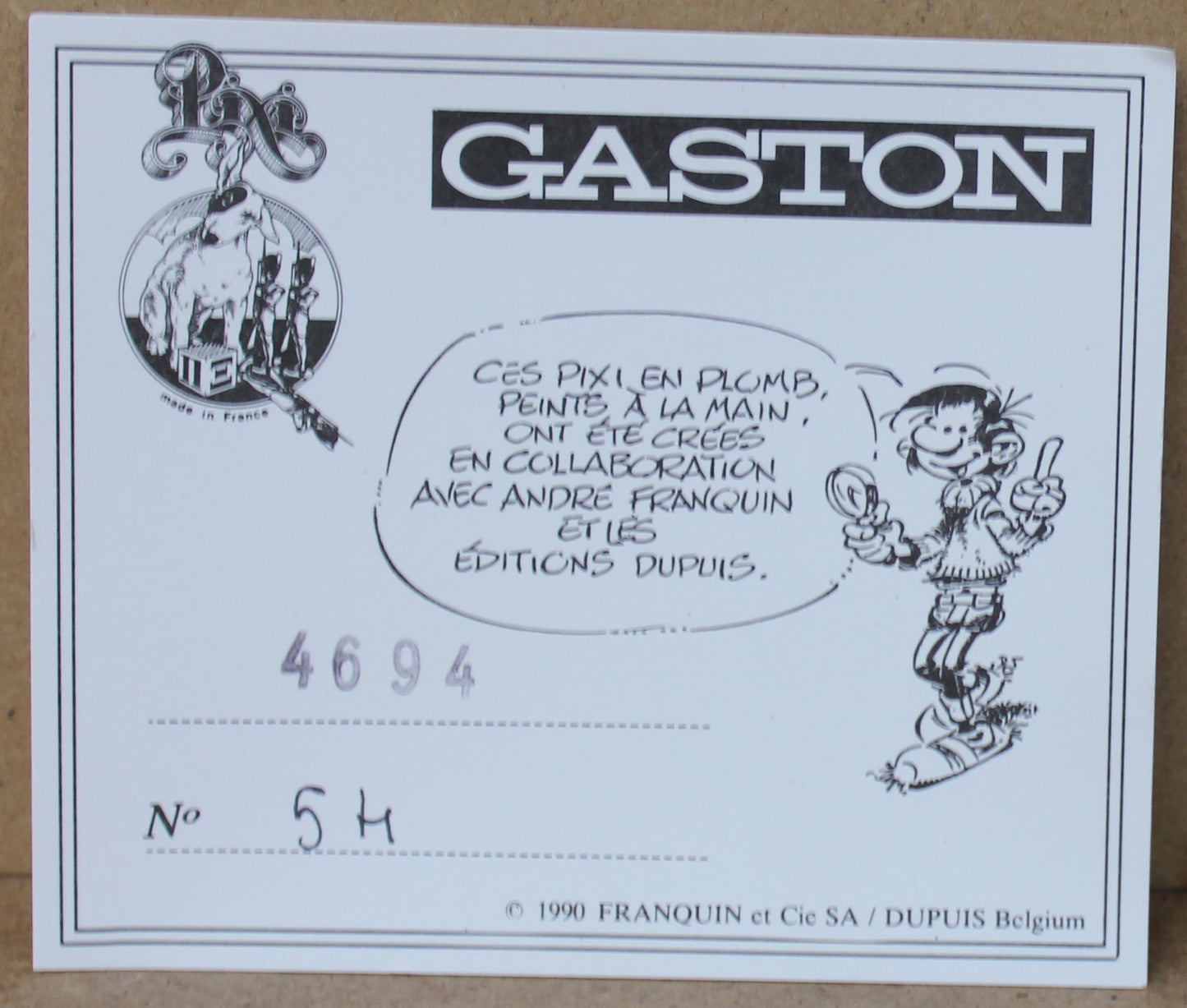 Gaston als Stehaufmännchen mit Spirou