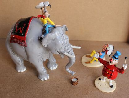 Lucky Luke sur l'elephant du Western Circus