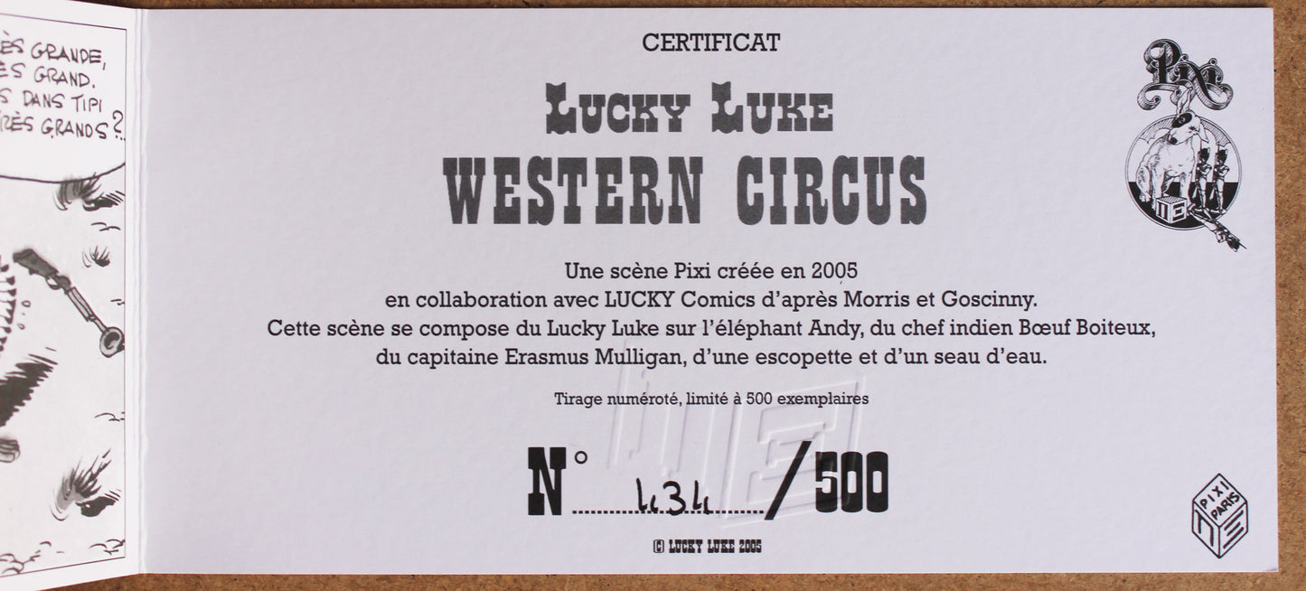 Lucky Luke sur l'elephant du Western Circus
