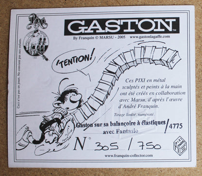 Gaston sur sa Balançoire à élastiques avec Fantasio