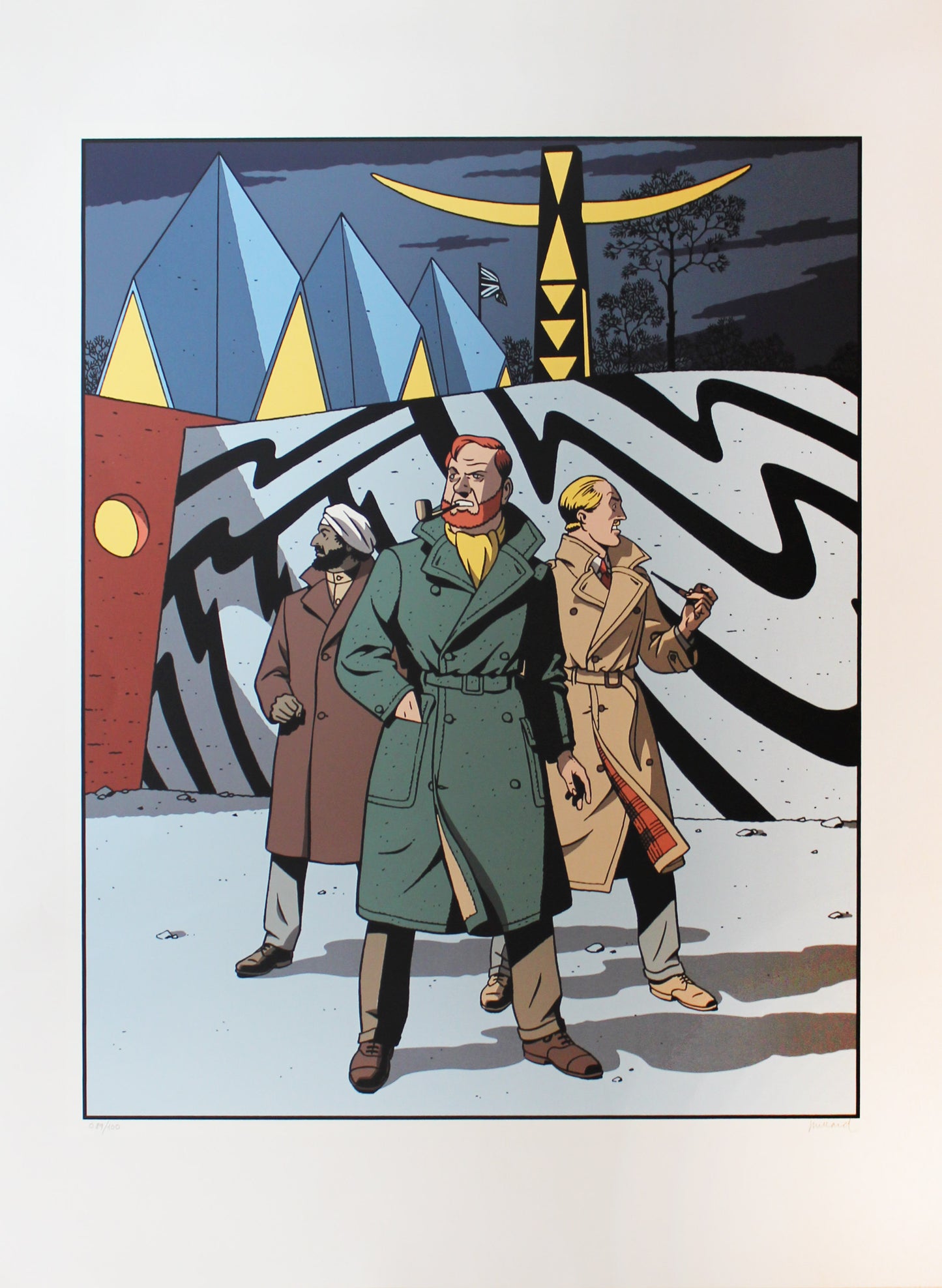 Blake und Mortimer a Bruxelles - Siebdruck von André Juillard