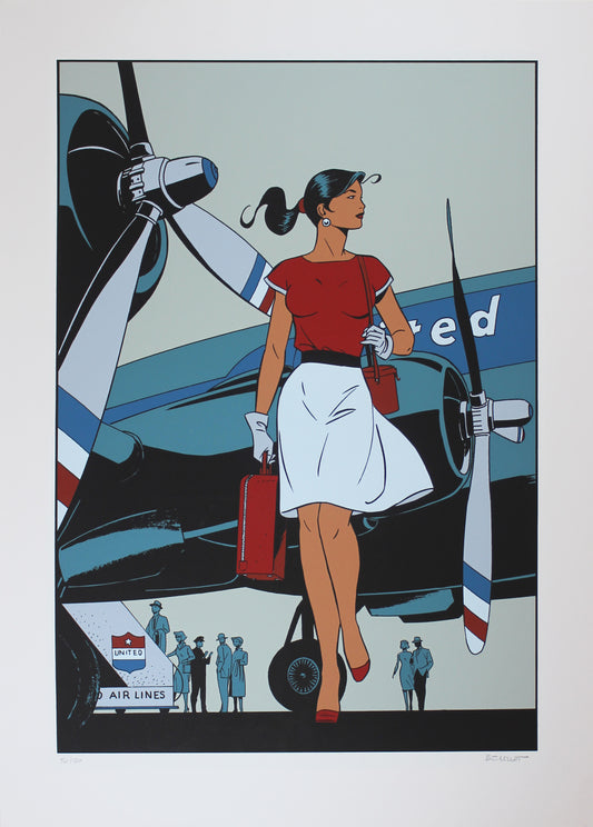 Pin-Up United Airlines - Siebdruck von Philippe Berthet