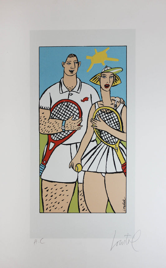 Brigitte & Frederic Tennis - Siebdruck von Jacques Loustal