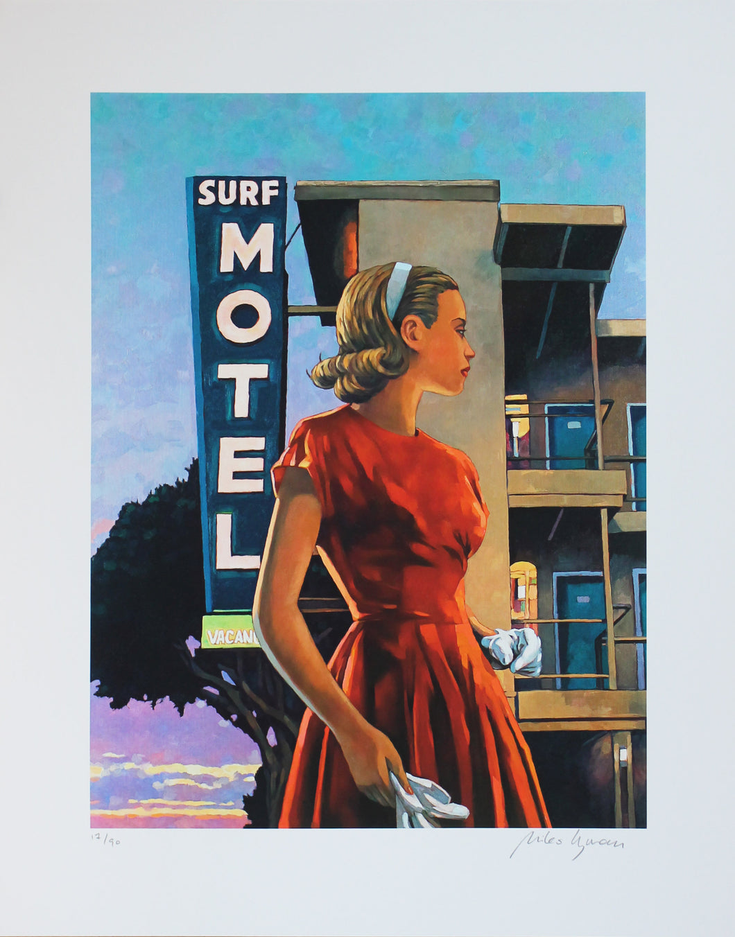 Miles Hyman: Surf Motel - Pigmentdruck signiert