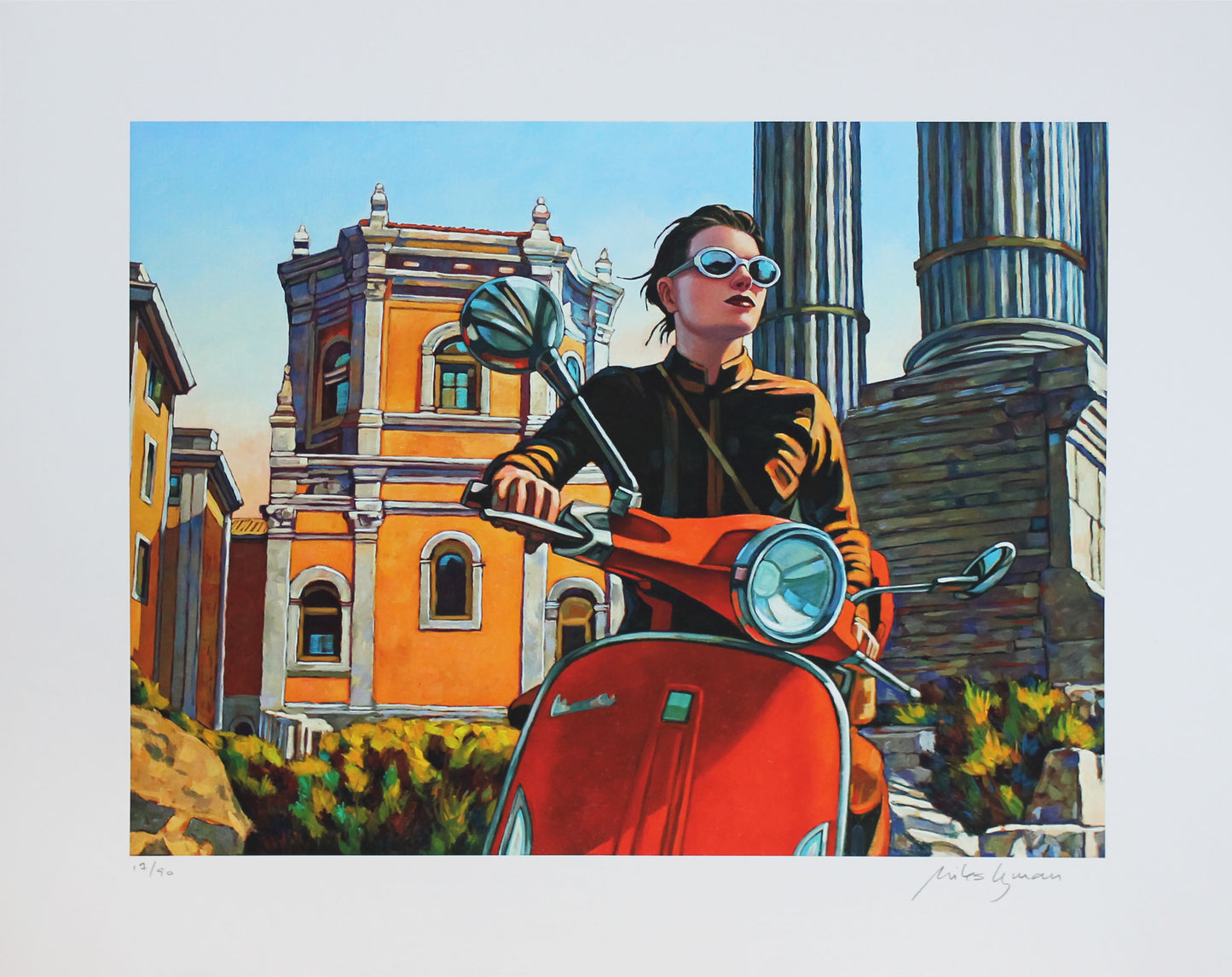 Miles Hyman: Rome Vespa - Pigmentdruck signiert