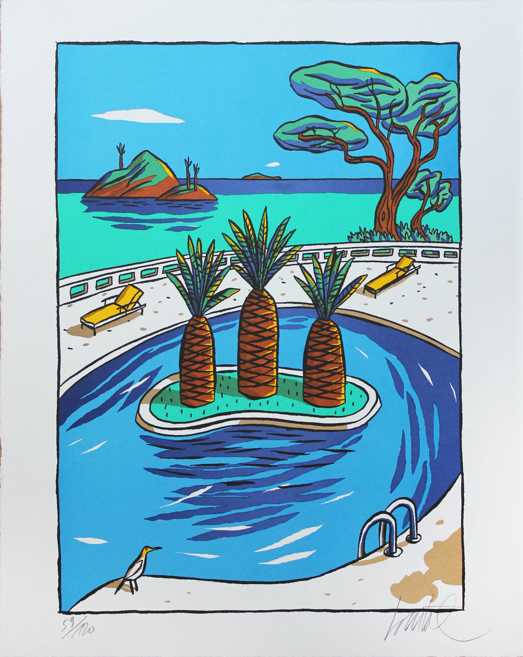 Les trois palmiers - Siebdruck von Jacques Loustal